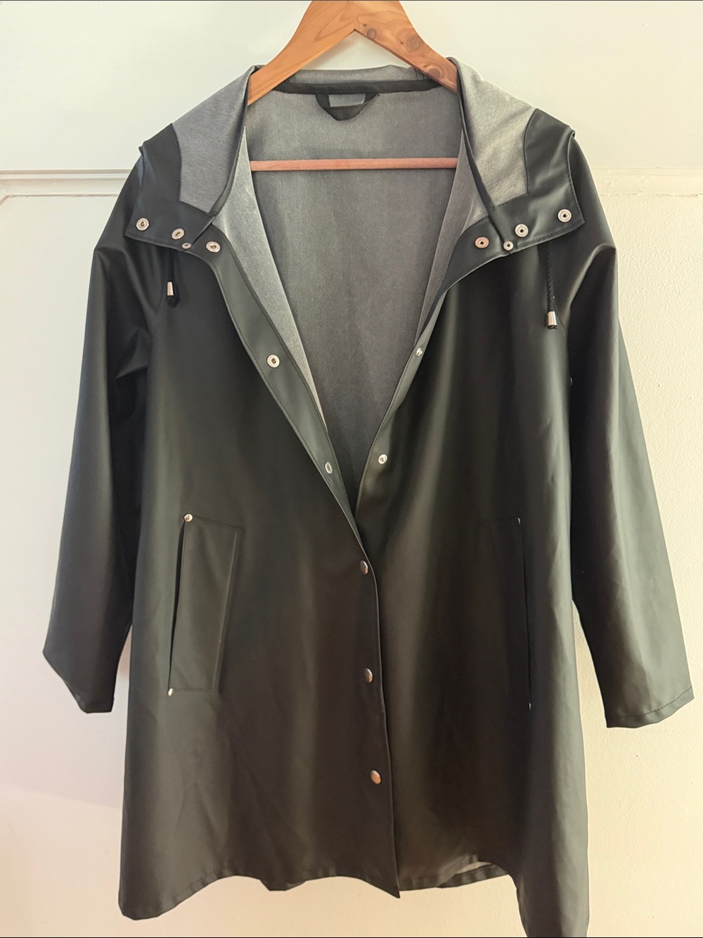 Stutterheim Black Hooded Trench Coat